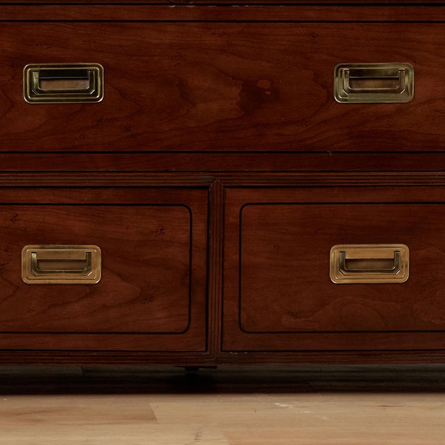 Wood Vintage Campaign Style Chest or Dresser by Baker For Sale - Image 7 of 17