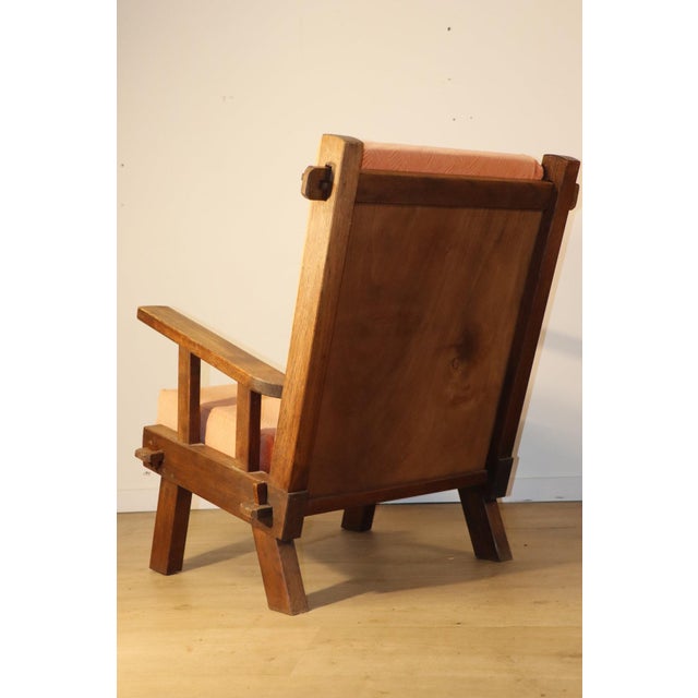 Brutalist Armchairs in Oak and Velvet, 1960s-1970s, Set of 2 For Sale - Image 17 of 18