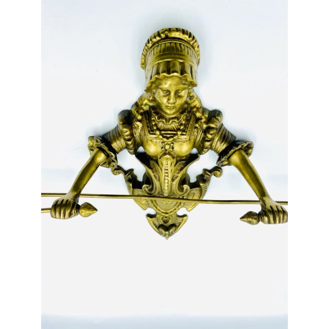 Mid 20th Century Victorian Style Brass Towel Holder With Woman Holding Rack For Sale - Image 4 of 12