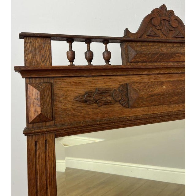 French Style Oak Carved Wall Mirror For Sale - Image 5 of 10