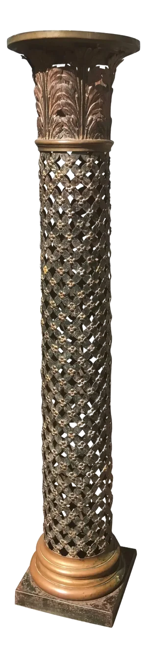 French Painted and Gilt Tole Column with Corithian Capital