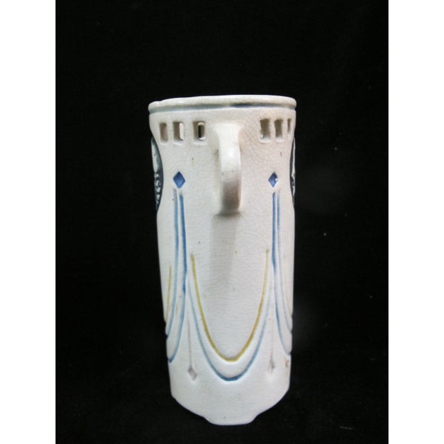 Ceramic Vintage Weller Creamware Ethel Art Deco Cameo Portrait 6" Vase For Sale - Image 7 of 8