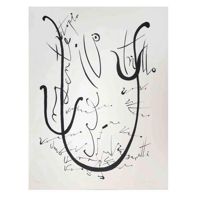 Letter u from the alphabet series is a lithograph realized by rafael alberti in 1972. Hand-signed and dated on the lower...