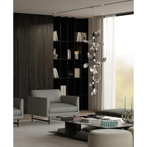 Dune 10 Vertical Cluster Chandelier in Silver Anodized Aluminum by Moss Objects For Sale - Image 17 of 18