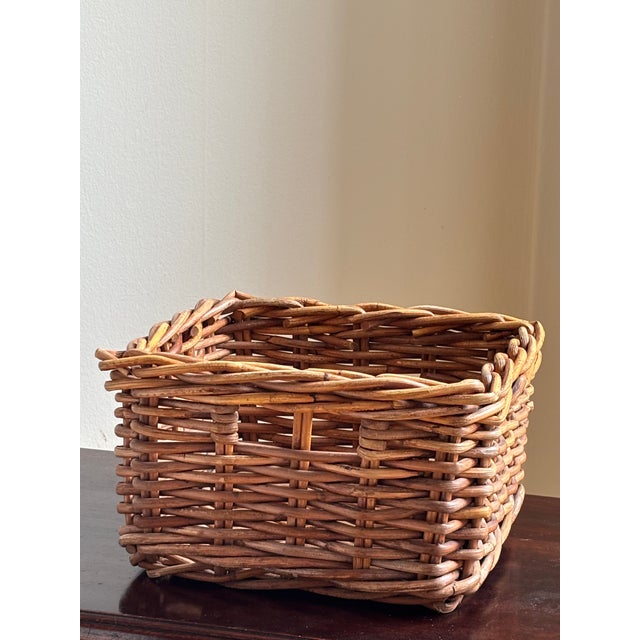 Farmhouse Small Vintage Storage Baskets With Built-in Pull — Set of 3 For Sale - Image 3 of 12
