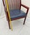 Wood 1990s Vintage Curved Spindle Back Mahogany Arm Chair with Blue Leather Seat For Sale - Image 7 of 10