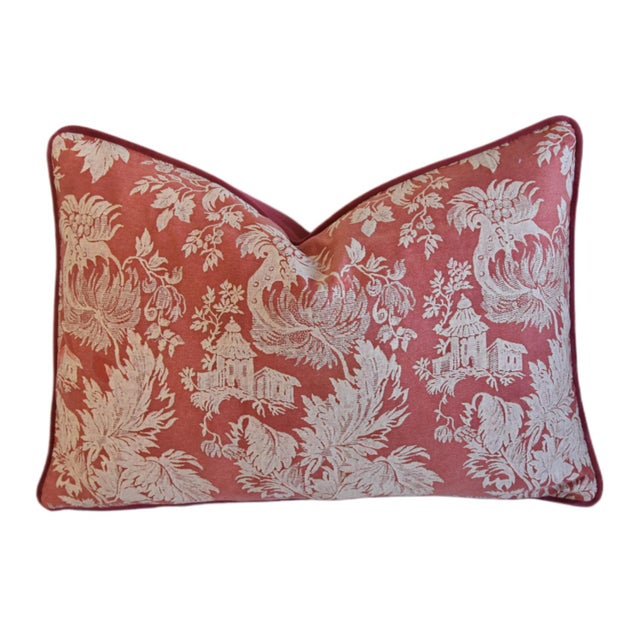 French Provincial Italian Mariano Fortuny Fragonard Chinoiserie Toile Feather/Down Pillow For Sale - Image 3 of 7