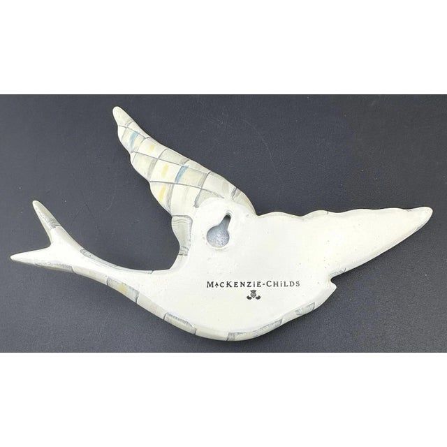 Plastic MacKenzie Childs Sterling Check Gray Swallowtail Bird Wall Decor Resin Set of 4 For Sale - Image 7 of 9