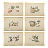 Image of 1960s La Roche Laffitte Handpainted Vegetables on Silk - Set of 6 For Sale