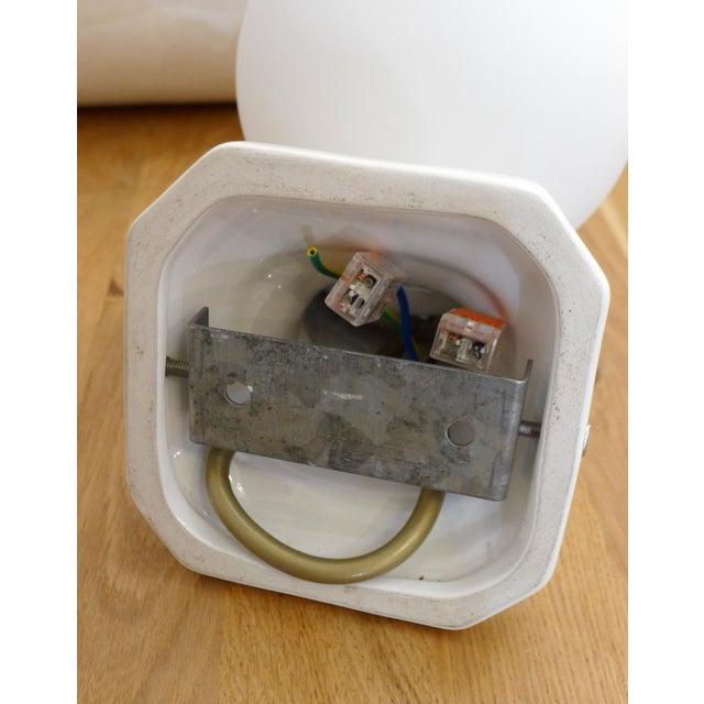 Ceramic Vintage Wall Sconce with Frosted Opaline Globe, 1970s For Sale - Image 7 of 12