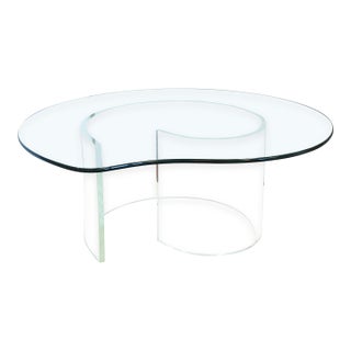 Vintage Vladimir Kagan Style Snail Lucite Glass Mid Century Modern Coffee Table For Sale