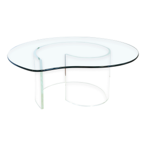 Vintage Vladimir Kagan Style Snail Lucite Glass Mid Century Modern Coffee Table