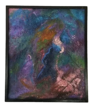 1990s Gloria R Mixed Media Textured Abstract Painting