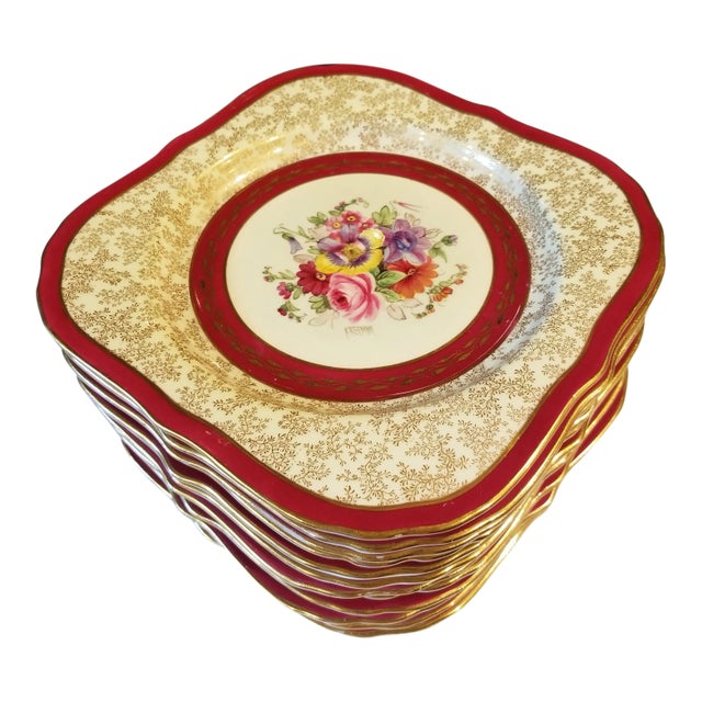 12 Antique Royal Worcester Hand Painted Plates For Sale