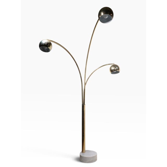 1970s Space Age Brass and Marble Arc Floor Lamp For Sale In New York - Image 6 of 18