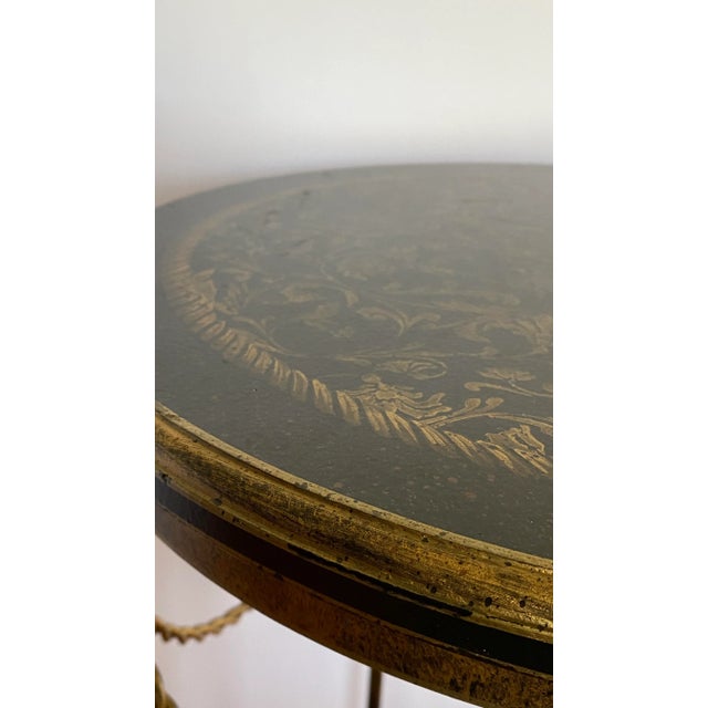 Vintage Art and Commerce Dallas Wrought Iron and Wood Top Guéridon Table For Sale - Image 4 of 9