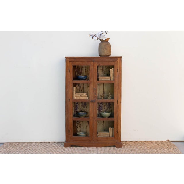 Wood Vintage Colonial Scholar's Vitrine Teak Bookcase For Sale - Image 7 of 7