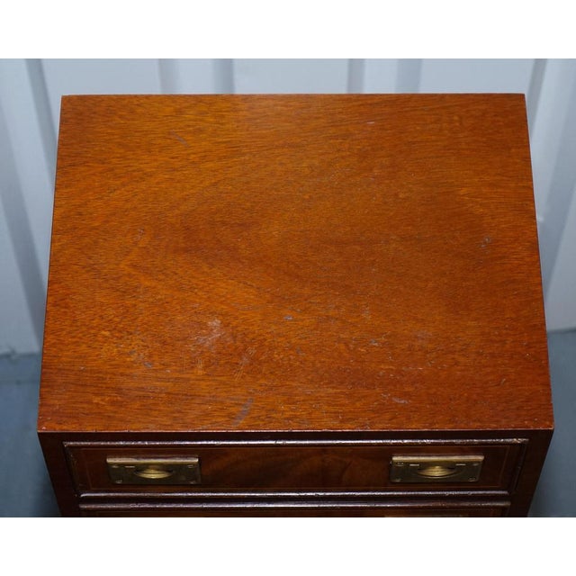 Brown Tall Chest of Drawers with Brass Handles For Sale - Image 8 of 18