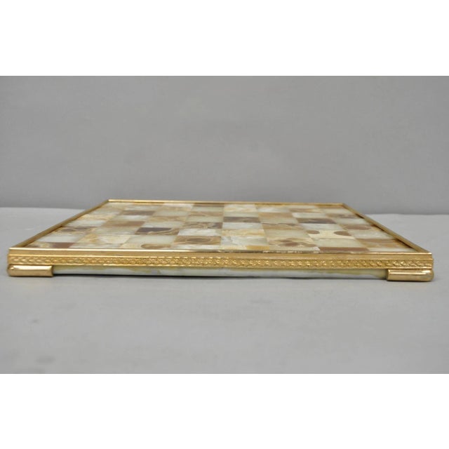 Vintage Mid Century Modern Mosaic Brown Onyx Stone Chess Game Checkerboard For Sale - Image 9 of 18