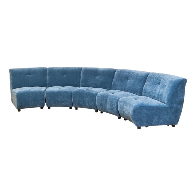 Made to Order Five Piece Blue Sectional Sofa For Sale