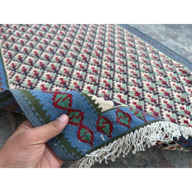 Vintage Flat Weave Tribal Senneh Kilim For Sale - Image 6 of 7