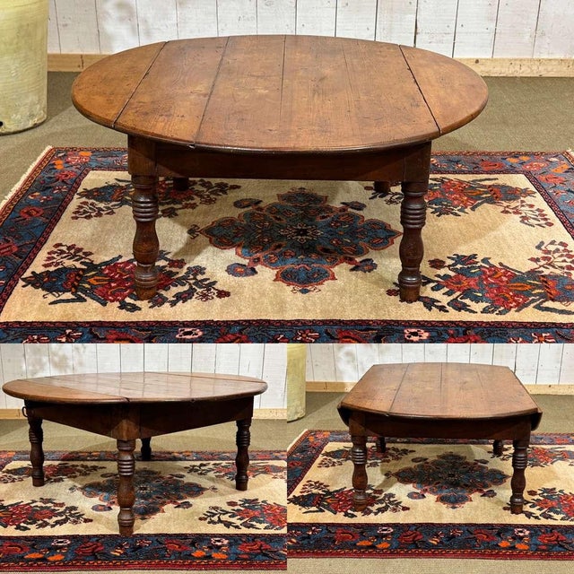 Early 20th century oval fir coffee table - L=87cm W=84cm H=40cm