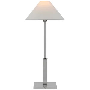 J. Randall Powers for Visual Comfort Signature Asher Table Lamp in Polished Nickel & Crystal with Linen Shade