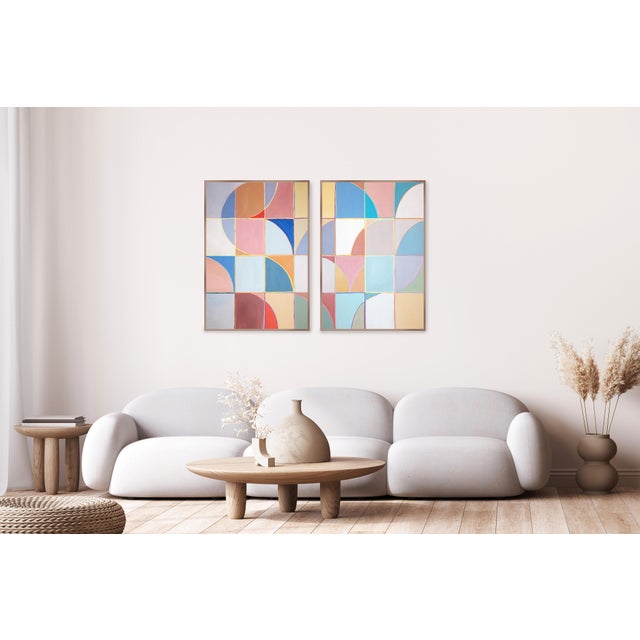 Blue 2026, Modern Minimalism, Abstract Geometric Painting Diptych Of For Sale - Image 8 of 9