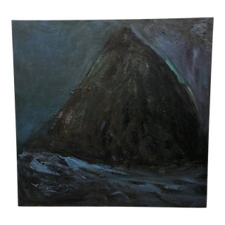 Oversized Original Mixed Media on Canvas Blue & Black Abstract Painting by Doris Carlson For Sale