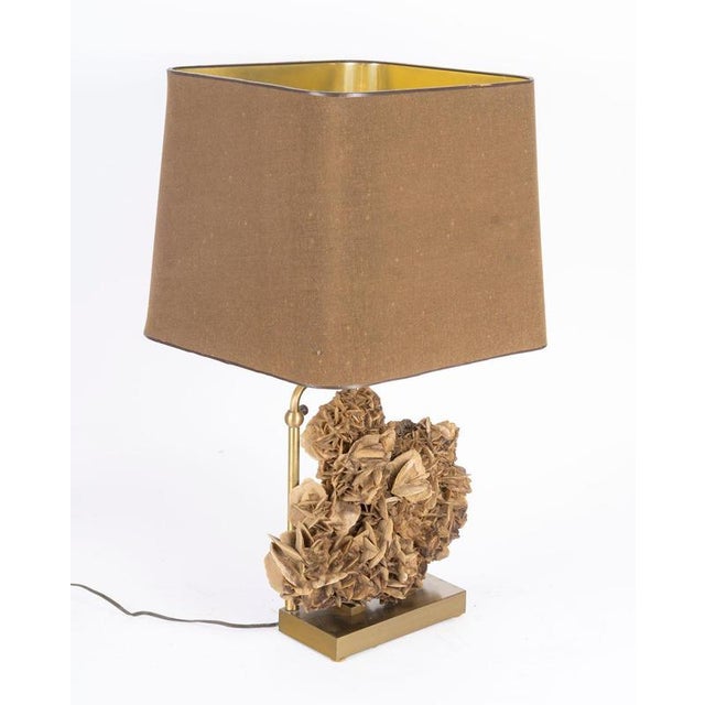 Table lamp, circa 1970, decorated with a large sand rose. H: 65cm, w: 34cm, d: 34cm up to 250v (europe/uk standard).the...
