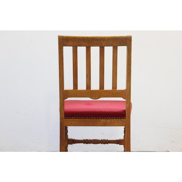 Vintage Danish Baroque Style Oak Farmhouse Chairs, 1940s, Set of 4 For Sale - Image 12 of 18
