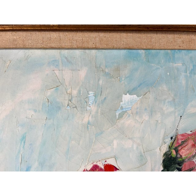 Blue Italian E. Dessey " Roses " Still Life Oil Painting , Framed For Sale - Image 8 of 13