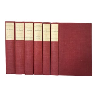 Early 20th Century Decorative Ruby Red Volumes, English Classics - 6 Books For Sale