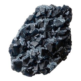 Dark Blue Cubic Fluorite Sculpture by Stillmantle For Sale