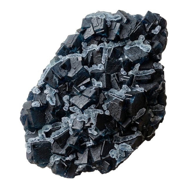Dark Blue Cubic Fluorite Sculpture by Stillmantle For Sale