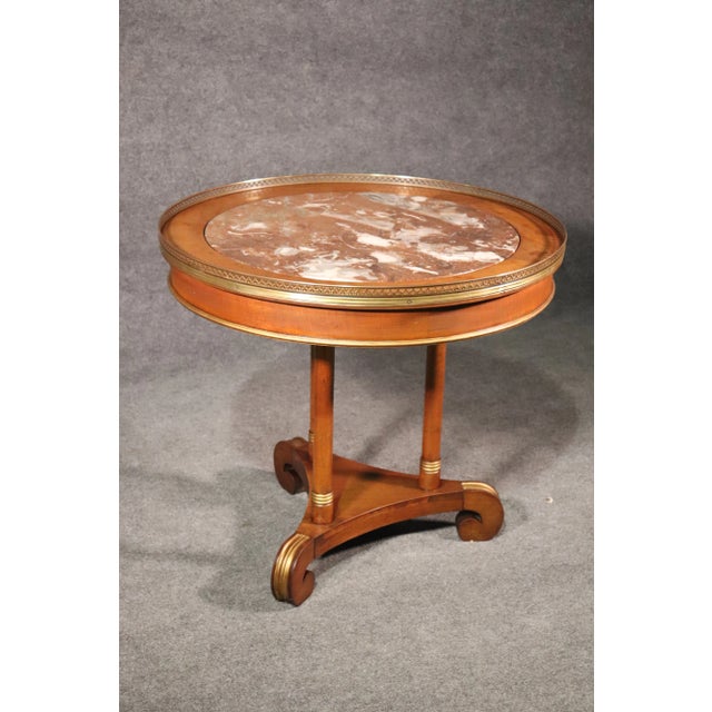 Russian Baltic Brass Bound Marble Top Empire Style Center Occasional Table For Sale - Image 11 of 11