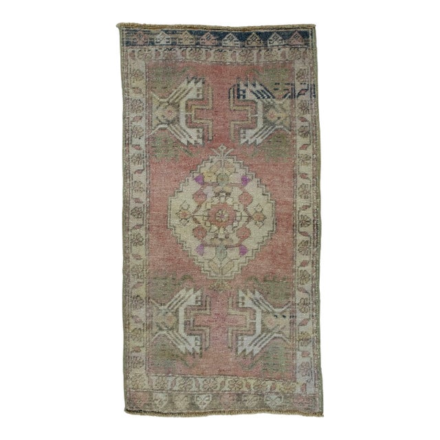 Turkish Mini Rug Oriental Hand Knotted Vintage Rug 1'8" x 3'3" #16616 For Sale
