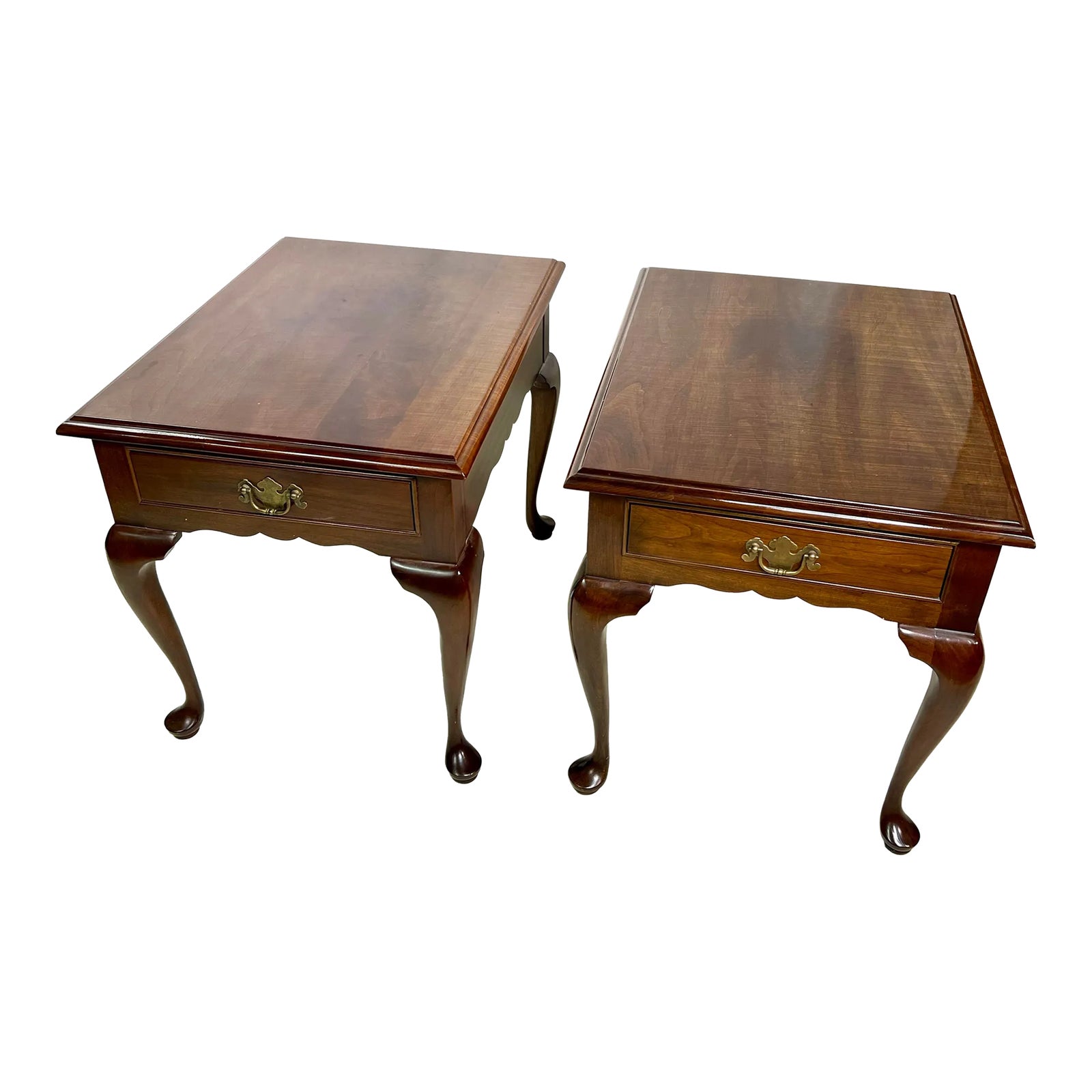 L.& J. G. Stickley Solid Cherry Queen Anne End Tables - a Pair | Chairish