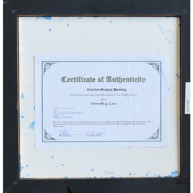 Modern Contemporary Colorful Abstract Oil Painting W/ Antiqued Gold Wood Frame For Sale In Los Angeles - Image 6 of 7