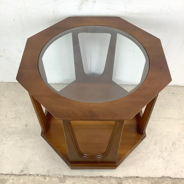 Mid 20th Century Mid-Century Walnut End Table- Octagonal For Sale - Image 5 of 13