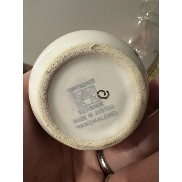 1970s Small Austrian Ceramic Vase With Floral Details For Sale - Image 4 of 8