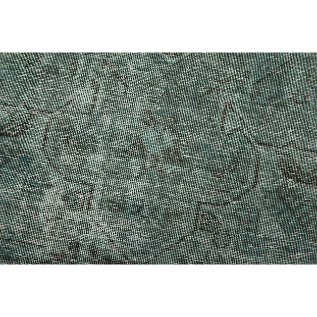 Tabriz Runner 2’5” X 9’6” Blue Wool Vintage Overdyed Hand-Knotted Rug For Sale - Image 9 of 13