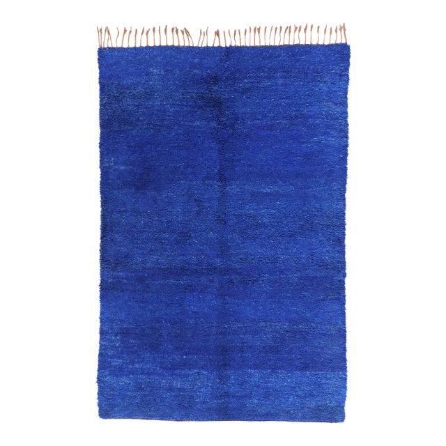 Vintage Blue Beni Mrirt Moroccan Rug - 06'01 X 09'03 For Sale