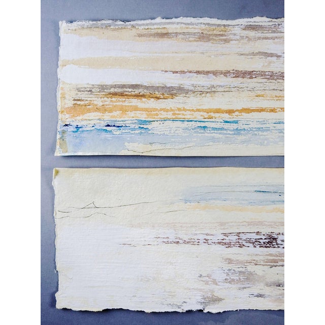 Abstract Contemporary Abstract Mixed Media Nuetral Tones Diptych Painting - A Pair For Sale - Image 3 of 4