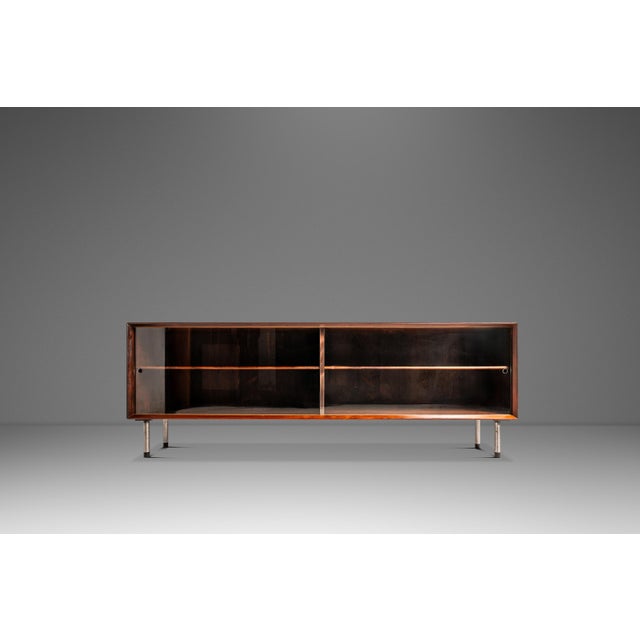 Introducing a bespoke, custom-made low profile display cabinet. Once the topper to a Danish-made two-piece China cabinet...
