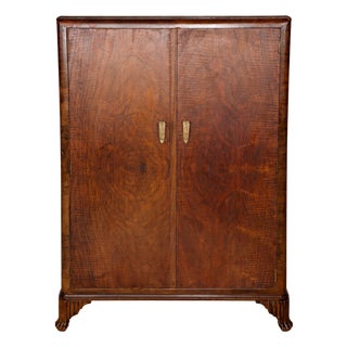 Art Deco Burr Walnut Wardrobe, 1940s For Sale