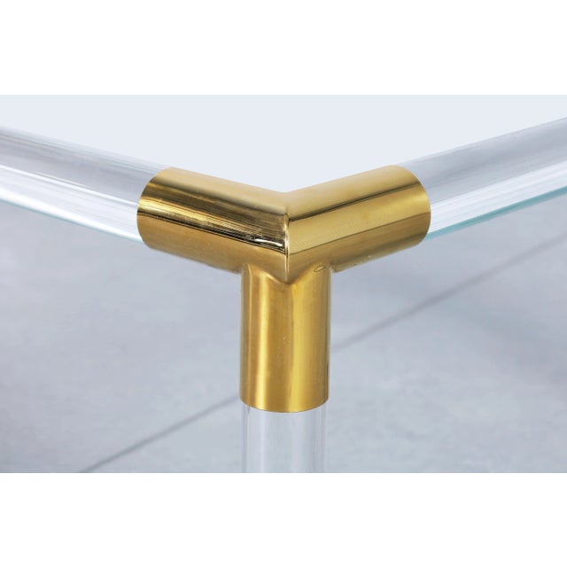 1970s Italian Modernist Brass and Lucite Coffee Table For Sale - Image 9 of 13