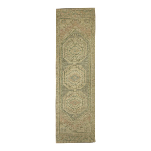 Turkish Oushak Rug 3' x 10'1" #20236 For Sale