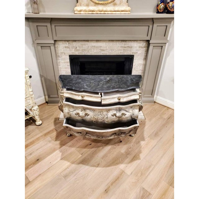 Gabberts Design Italian Louis XV Style Silver Gilt Bombe Chest of Drawers Commode Chairish