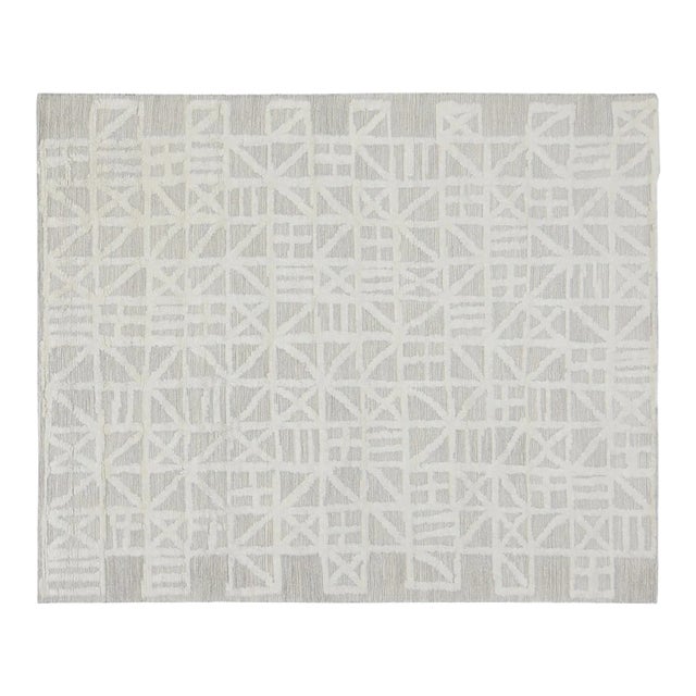 Contemporary Moroccan Aleph Hand Knotted Wool Rug, 10x13'9 For Sale